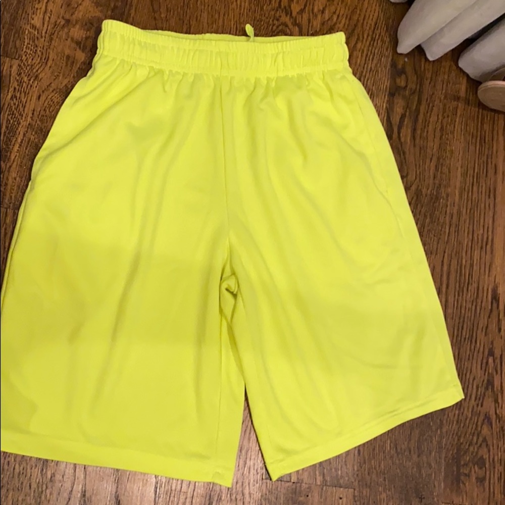 Neon yellow athletic shorts